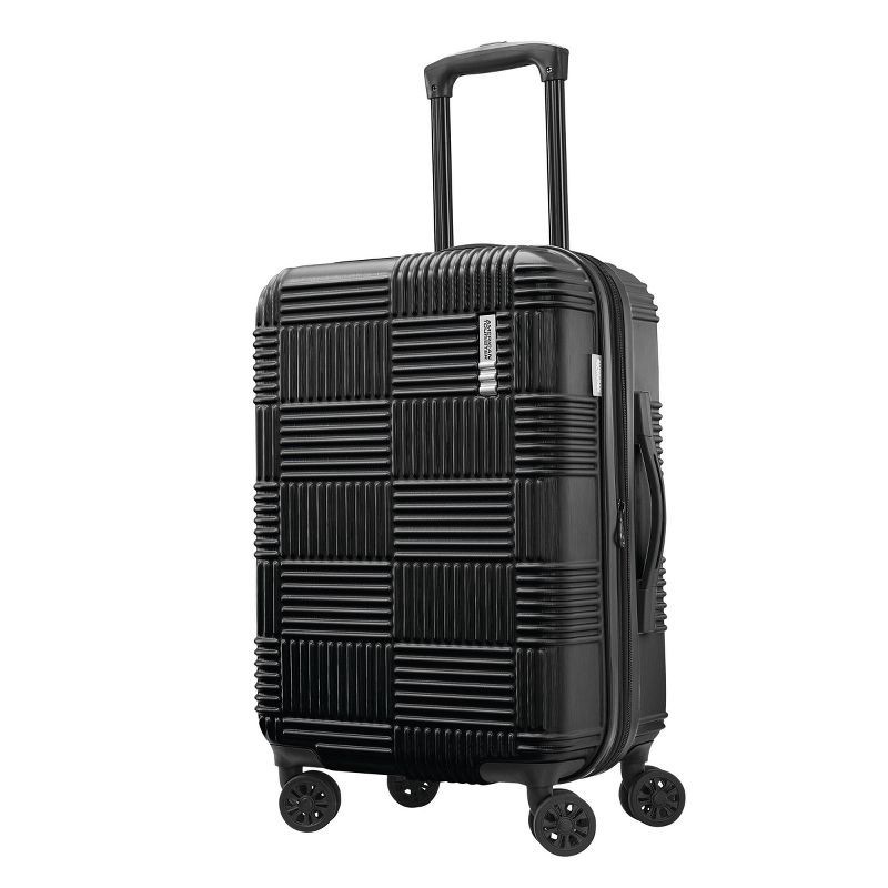 slide 2 of 10, American Tourister NXT Checkered Hardside Carry On Spinner Suitcase - Blackout, 1 ct