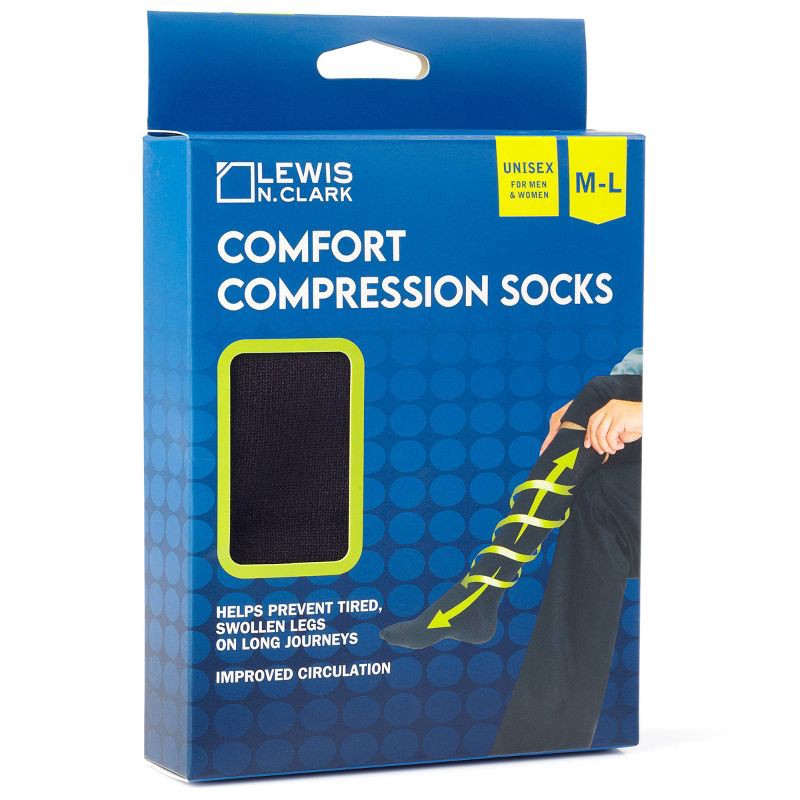 slide 1 of 4, Lewis N. Clark Comfort Compression Socks - Black, 1 ct