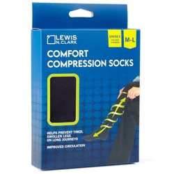 Lewis N. Clark Comfort Compression Socks - Black: Crew Height, Swelling Relief