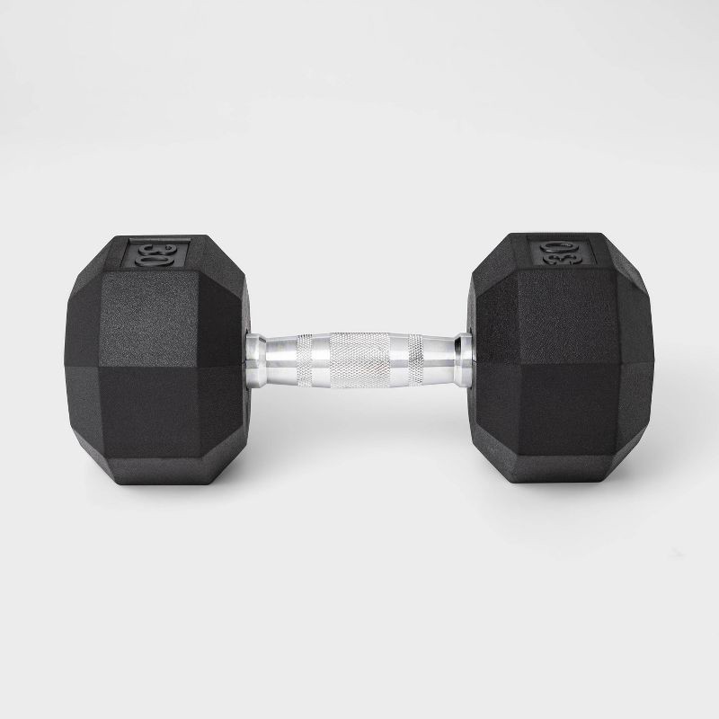 slide 2 of 3, Hex Dumbbell 30lbs Black - All In Motion™, 30 lb