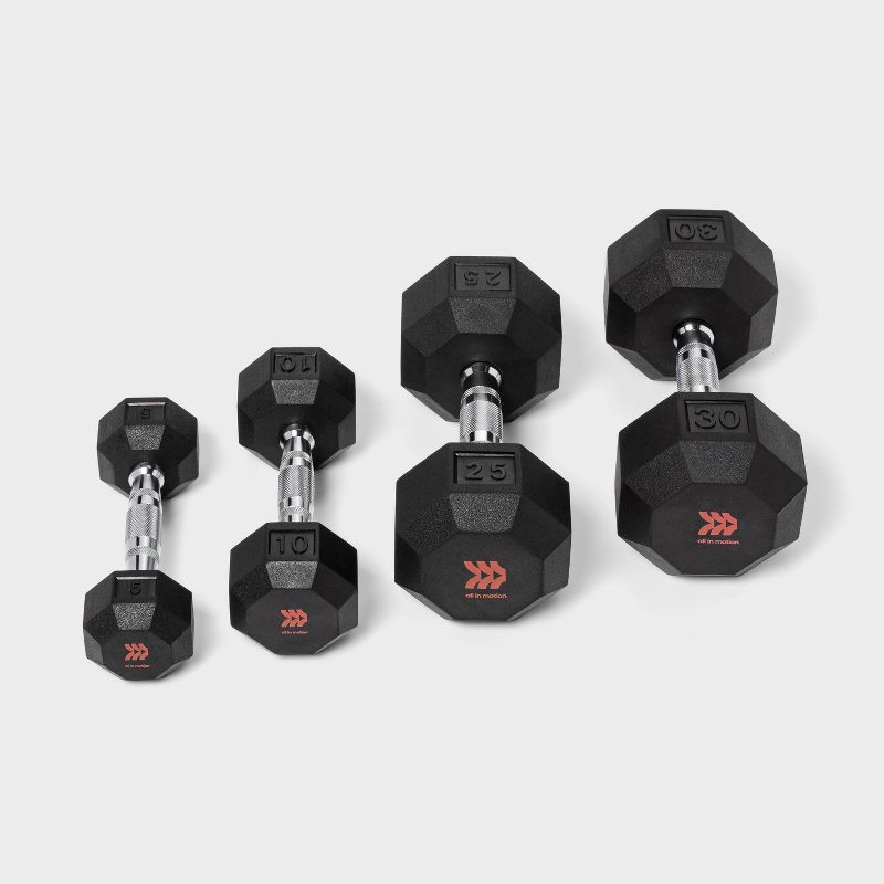 slide 3 of 3, Hex Dumbbell 30lbs Black - All In Motion™, 30 lb