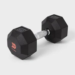 Hex Dumbbell 30lbs Black - All In Motion™: Rubber Coated, Chrome Handle