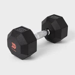Hex Dumbbell 30lbs Black - All In Motion™: Rubber Coated, Chrome Handle