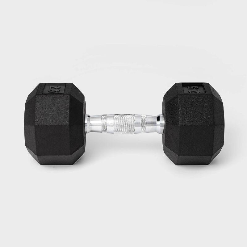 slide 2 of 3, Hex Dumbbell 25lbs Black - All In Motion™, 25 lb