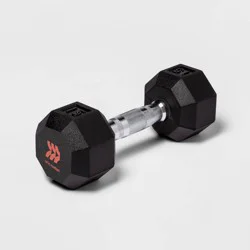 Hex Dumbbell 15lbs Black - All In Motion™: Rubber Coated, Chrome Handle, Single Piece