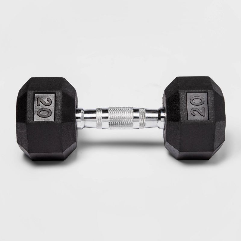 slide 2 of 3, Hex Dumbbell 20lbs Black - All In Motion™, 20 lb