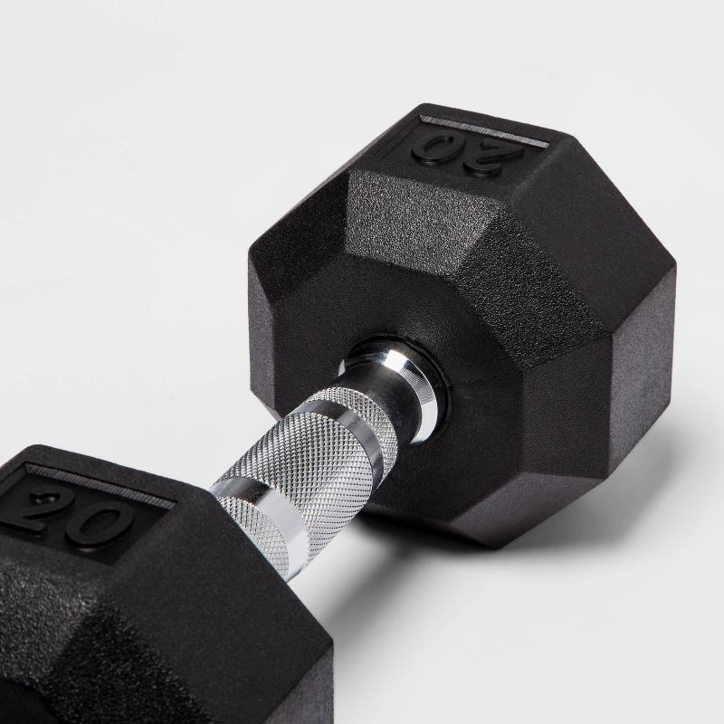 slide 3 of 3, Hex Dumbbell 20lbs Black - All In Motion™, 20 lb