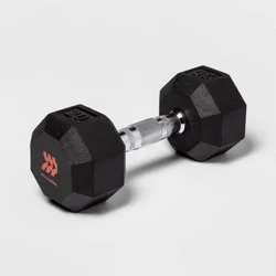 Hex Dumbbell 20lbs Black - All In Motion™: Rubber Fill, Chrome Material, Arm Workout