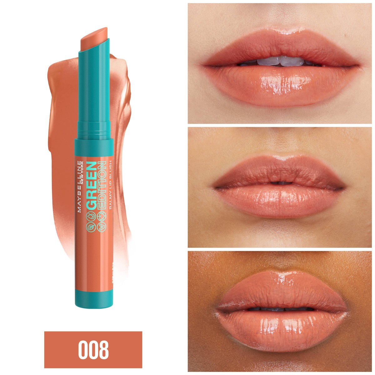 slide 3 of 6, Maybelline Green Edition Balmy Lip Blush, Formulated with Mango Oil - 008 Desert - 0.06oz, 0.06 oz