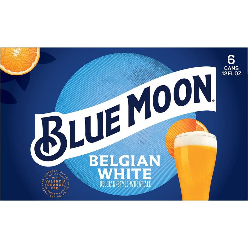 slide 7 of 7, Blue Moon Belgian White Beer - 6pk/12 fl oz Cans, 6 ct; 12 fl oz