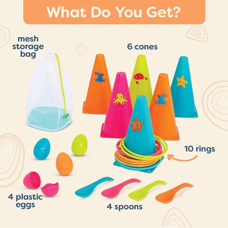 slide 6 of 7, B. toys Ring Toss & Egg-and-Spoon Outdoor Games Galore, 1 ct