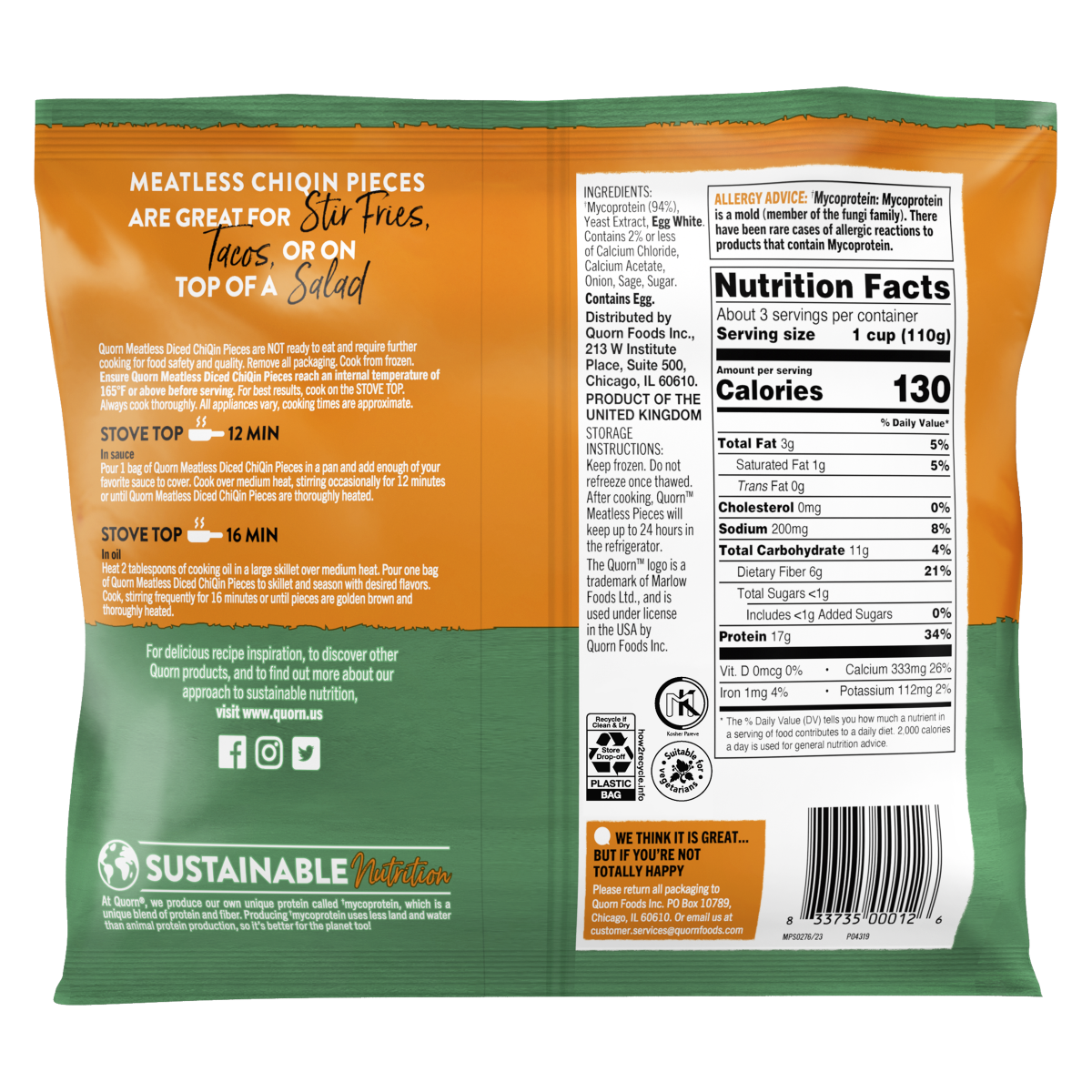 slide 2 of 2, Quorn Chicken Style Tenders, 12 oz