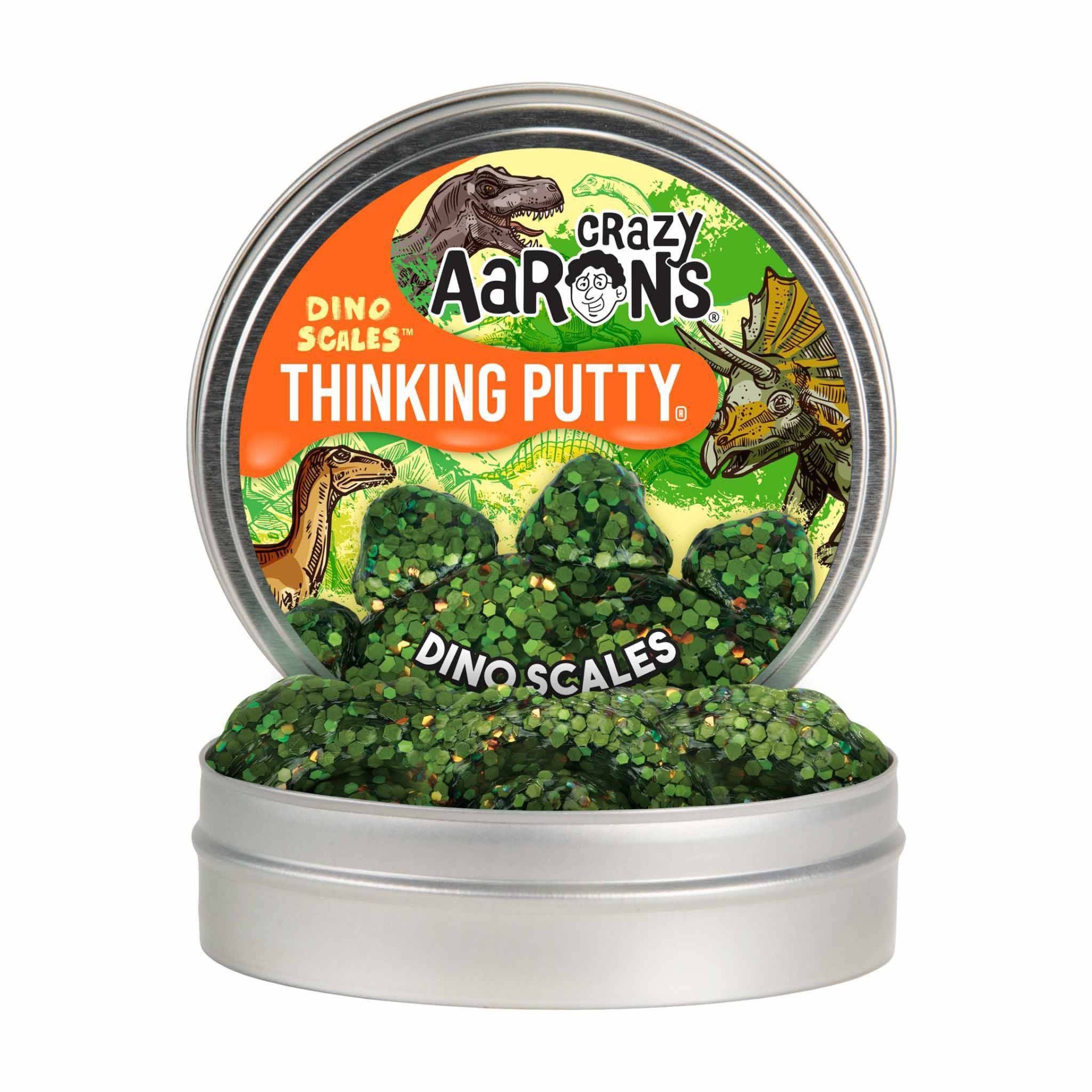 slide 1 of 5, Crazy Aaron's Dino Scales Thinking Putty Tin, 1 ct
