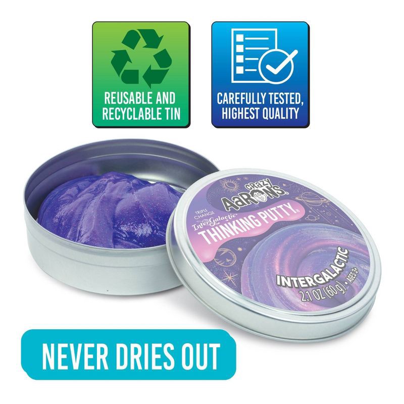 slide 4 of 5, Crazy Aaron's Intergalactic Thinking Putty Tin: Sensory Development Toy, Slimes & Putties, 1.58 oz, 1.58 oz