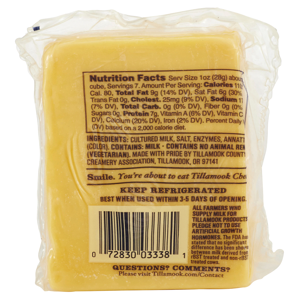 slide 2 of 2, Tillamook Farmers' Collection Extra Sharp Cheddar Cheese Block, 7oz, 198 gram