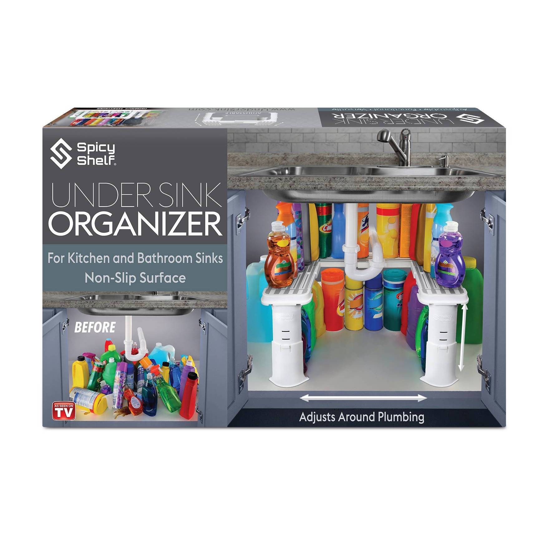 slide 1 of 4, Spicy Shelf Under Sink Organizer White, 1 ct