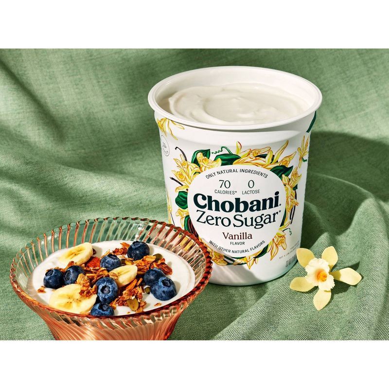 slide 2 of 9, Chobani Zero Sugar Vanilla Nonfat Greek Yogurt - 13g Protein 32oz, 13 gram, 32 oz
