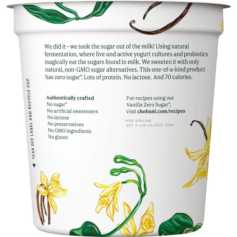 slide 3 of 9, Chobani Zero Sugar Vanilla Nonfat Greek Yogurt - 13g Protein 32oz, 13 gram, 32 oz