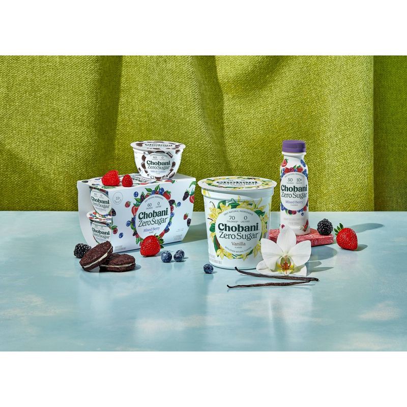 slide 5 of 9, Chobani Zero Sugar Vanilla Nonfat Greek Yogurt - 13g Protein 32oz, 13 gram, 32 oz