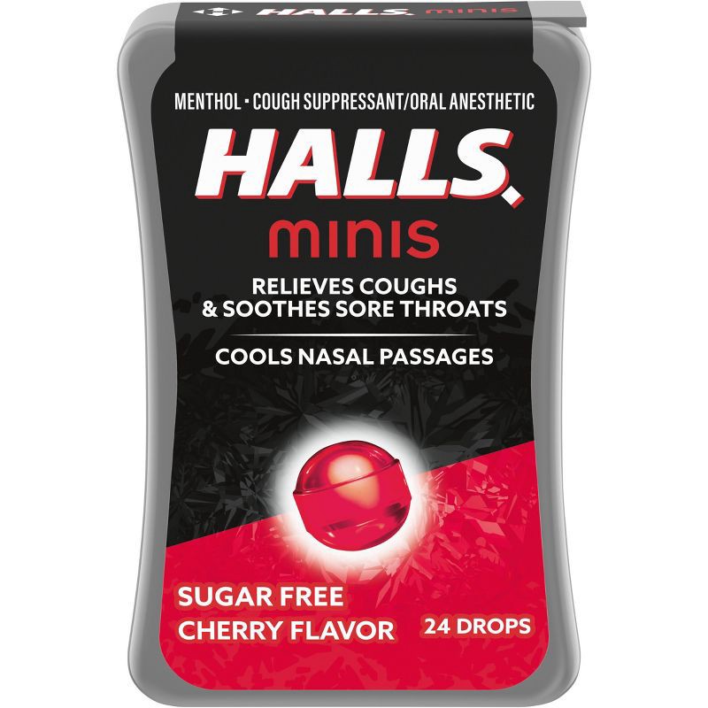 slide 1 of 1, Halls Cough Drops Minis - Cherry - 24ct, 24 ct