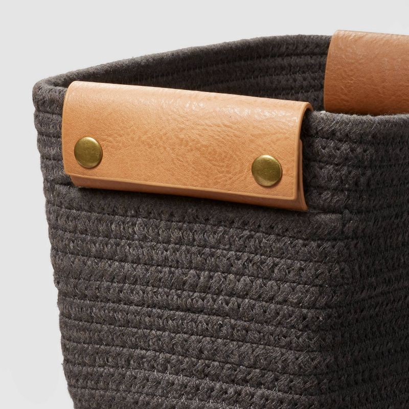 slide 3 of 4, Small Oval Decorative Coiled Rope Basket Gray Charcoal - Brightroom™: Gift Basket, 6"x12" Oval, Spot Clean, 1 ct