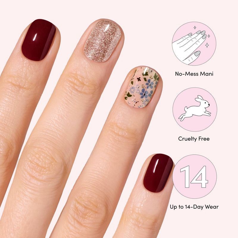 slide 5 of 6, Dashing Diva Gloss Palette Gel Nail Polish Strips - Wildflower - 32ct, 32 ct