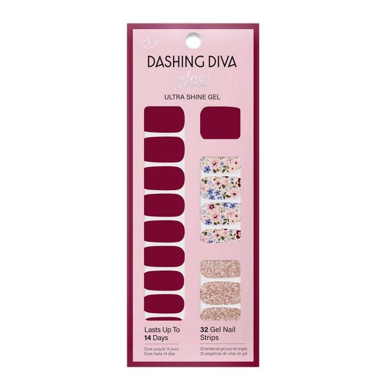slide 1 of 6, Dashing Diva Gloss Palette Gel Nail Polish Strips - Wildflower - 32ct, 32 ct