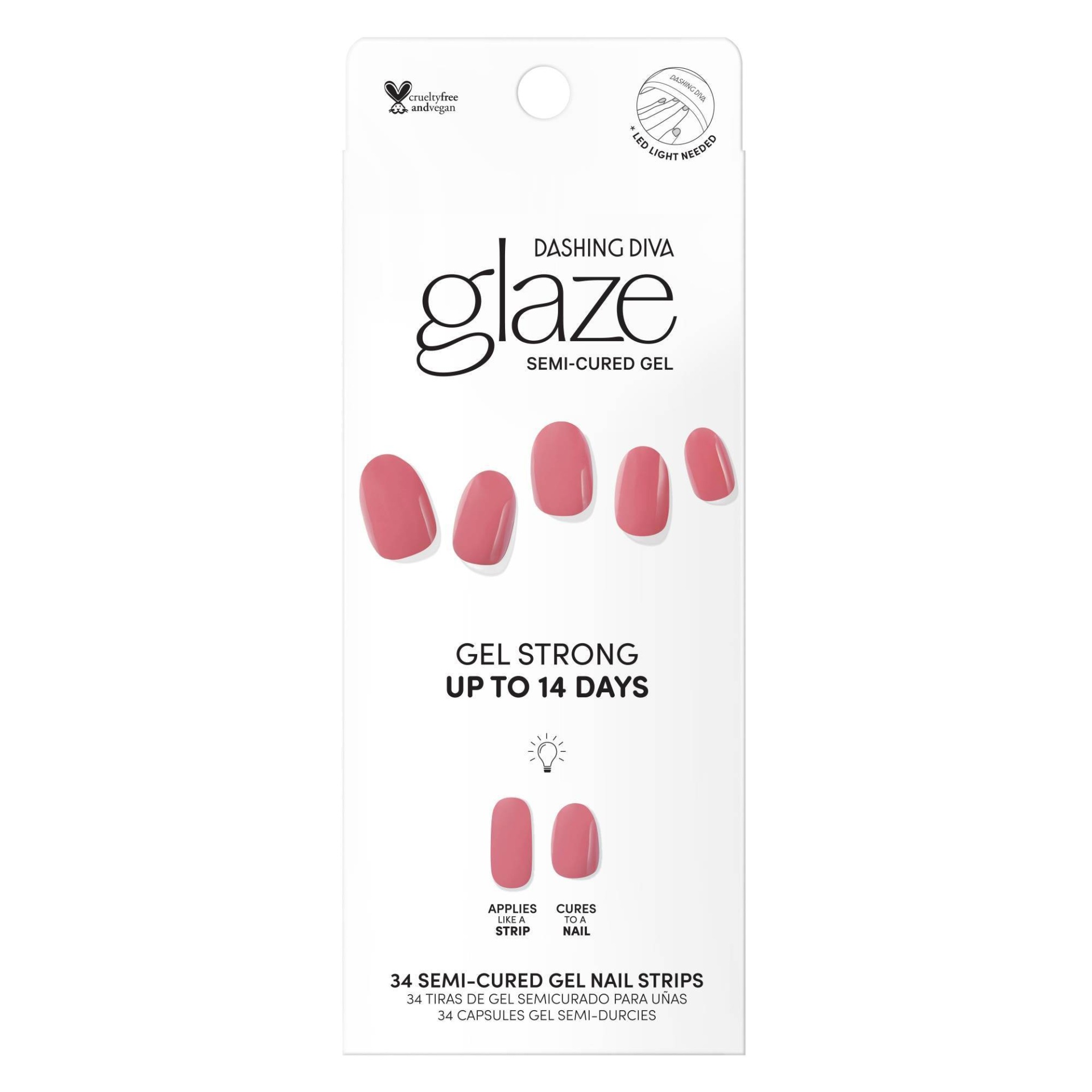 slide 1 of 5, Dashing Diva Glaze Gel Color Nail Art Strips - Mauve Pink - 34ct, 34 ct