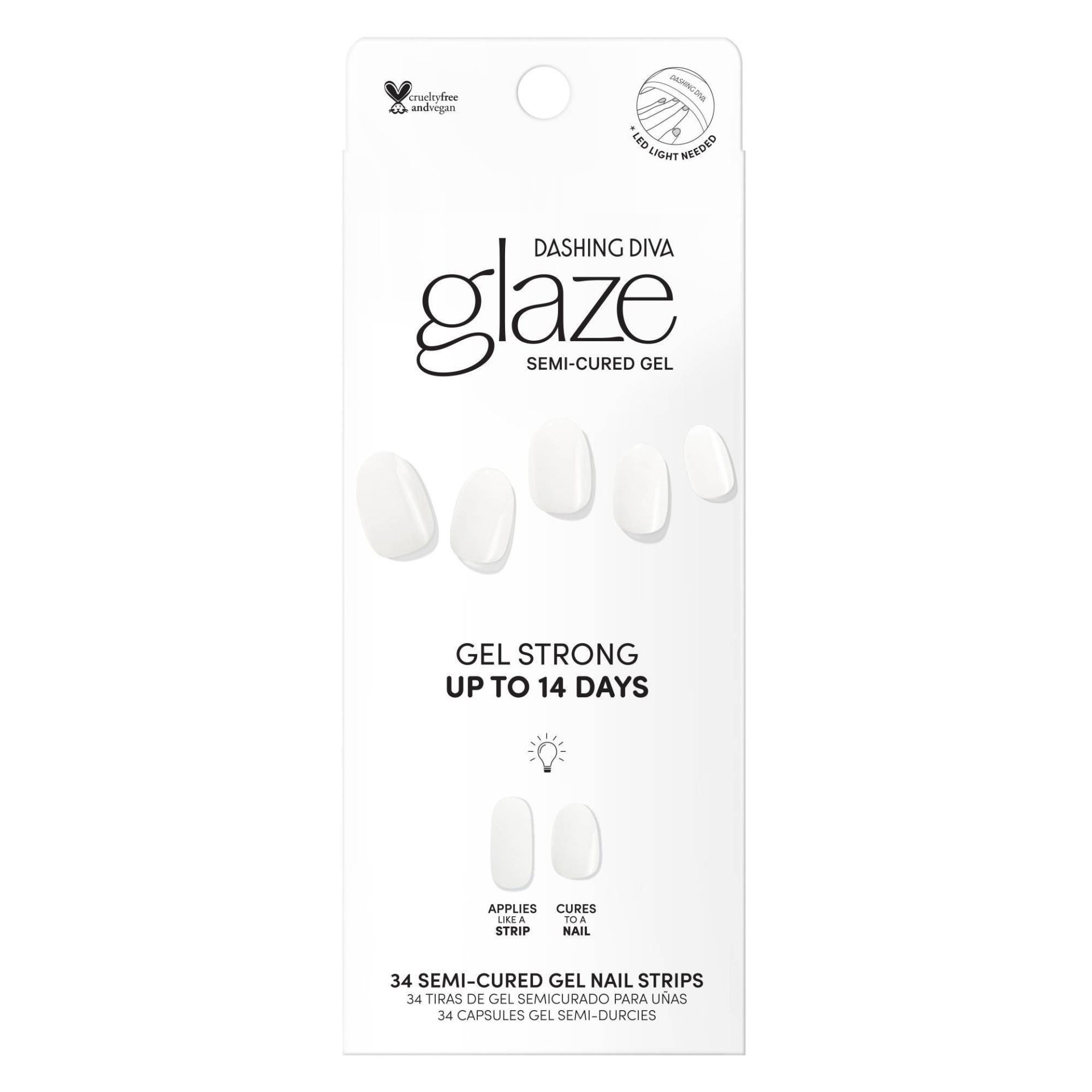 slide 1 of 5, Dashing Diva Glaze Gel Color Nail Art Strips - White Syrup - 32ct, 32 ct
