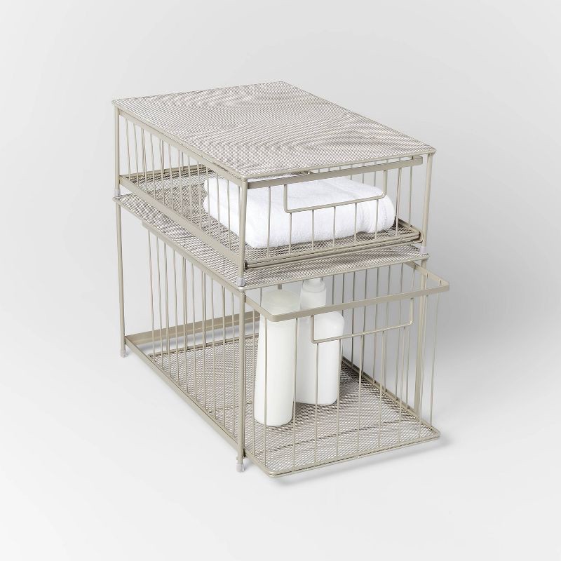 slide 4 of 4, Large Stackable Slide Out Drawer Brushed Nickel - Brightroom™, 1 ct