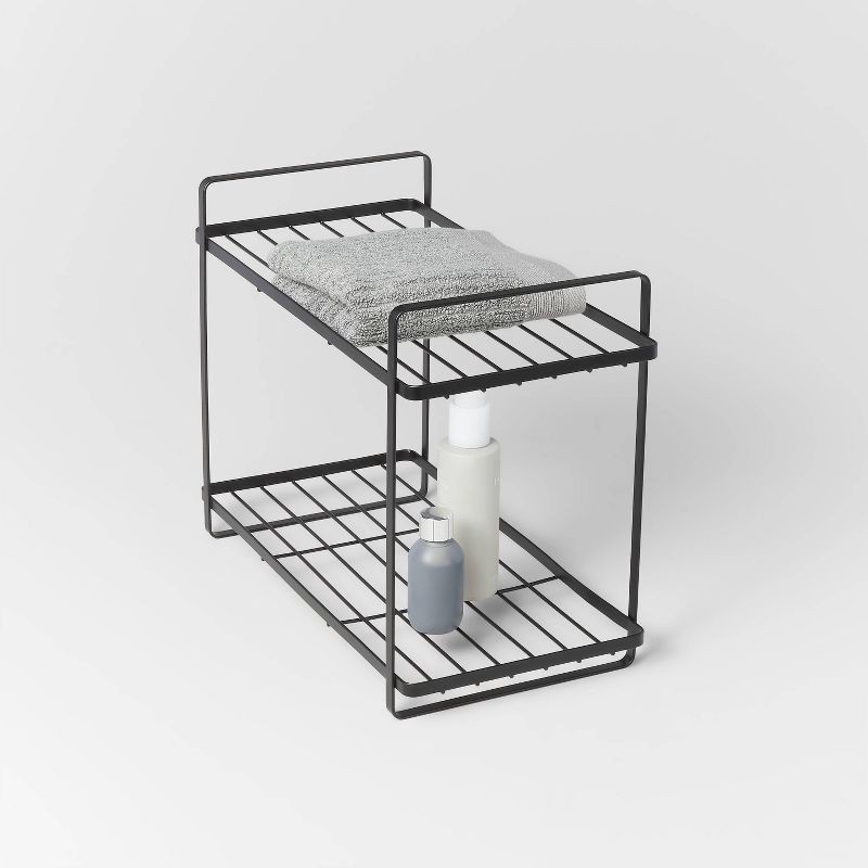 slide 3 of 3, Tiered Vanity Organizer Black - Brightroom™: Steel 2-Tier Storage Rack, Rust-Resistant, No Assembly Required, 1 ct