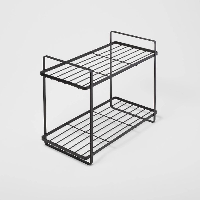 slide 1 of 3, Tiered Vanity Organizer Black - Brightroom™: Steel 2-Tier Storage Rack, Rust-Resistant, No Assembly Required, 1 ct