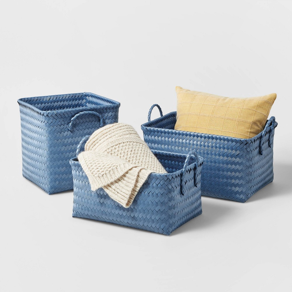 Blue Y-Weave Storage Basket, Large