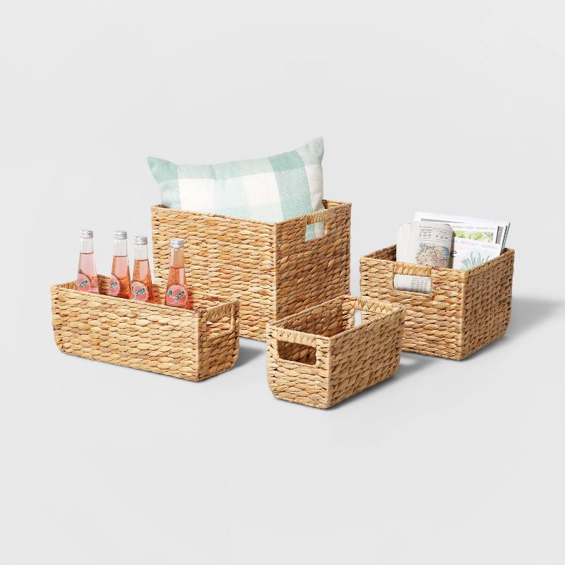 slide 4 of 4, Large Woven Water Hyacinth Milk Crate - Brightroom™: Handwoven Decorative Storage Basket, Fits 13" Cube System, 1 ct