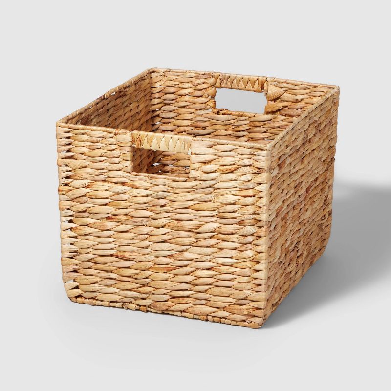 slide 1 of 4, Large Woven Water Hyacinth Milk Crate - Brightroom™: Handwoven Decorative Storage Basket, Fits 13" Cube System, 1 ct