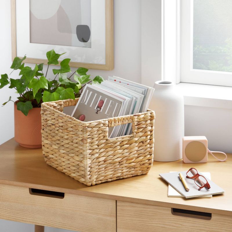 slide 2 of 4, Small Woven Water Hyacinth Milk Crate - Brightroom™: Handwoven Storage Basket, 11" Cube System Compatible, 1 ct