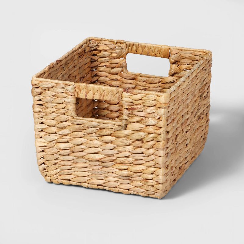 slide 1 of 4, Small Woven Water Hyacinth Milk Crate - Brightroom™: Handwoven Storage Basket, 11" Cube System Compatible, 1 ct