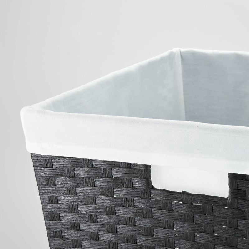 slide 2 of 3, 12" x 16" x 20" Lined Weave Laundry Basket Black - Brightroom, 1 ct