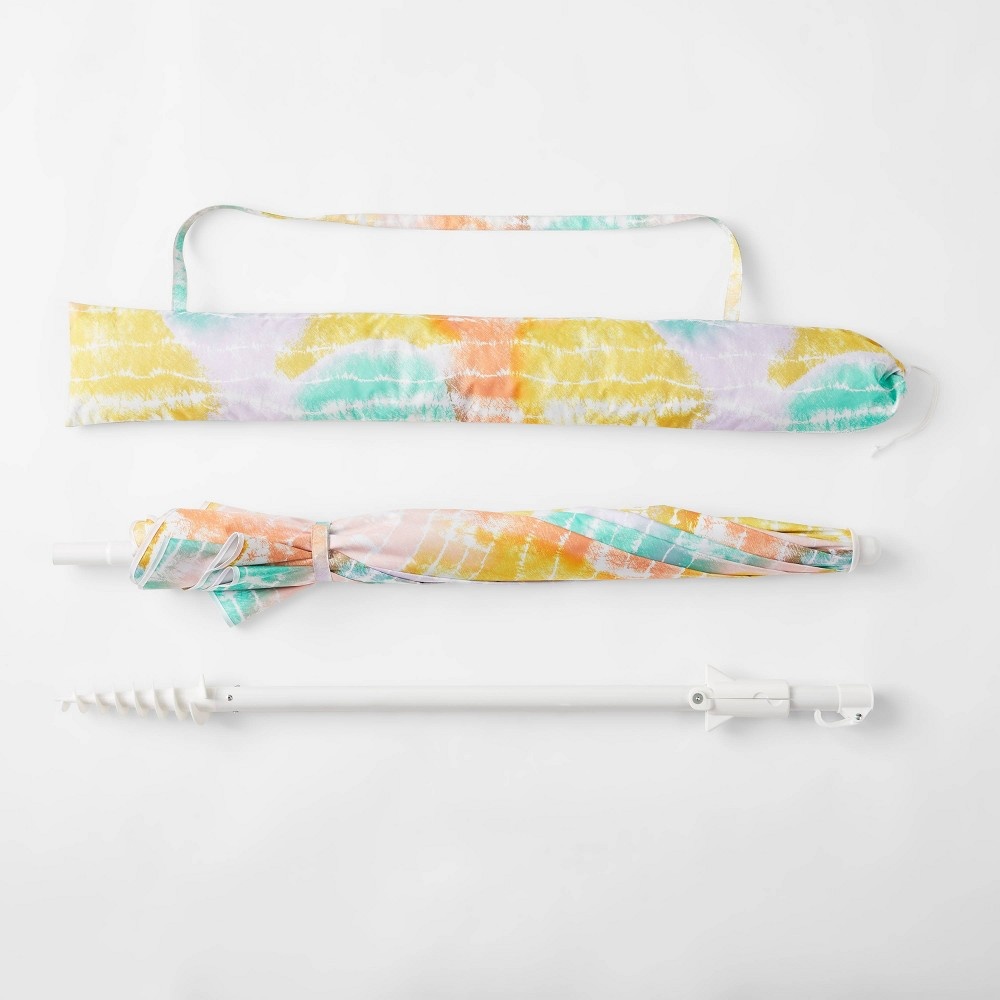 slide 2 of 5, 6' Beach Umbrella Tie Dye - Sun Squad, 1 ct