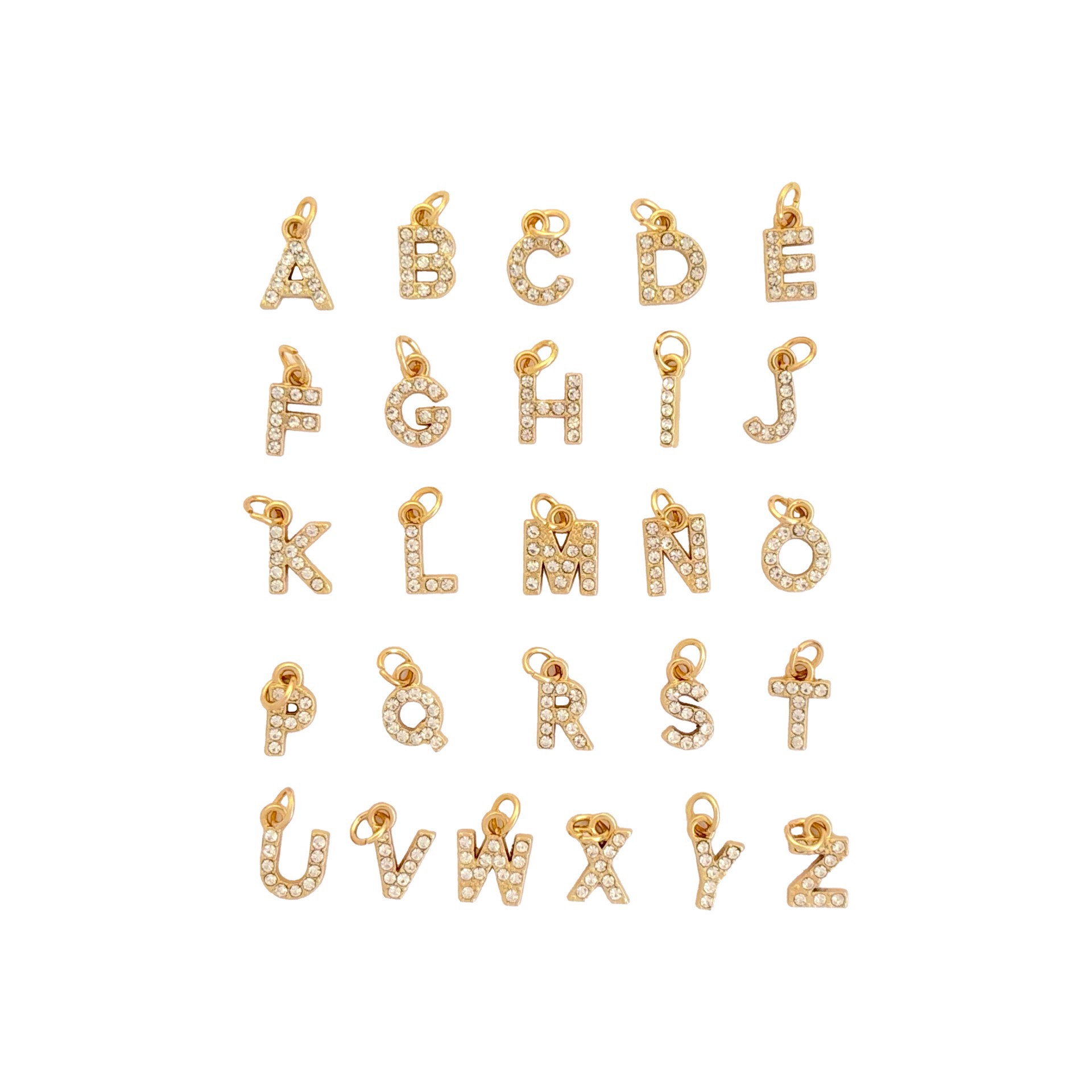 slide 3 of 3, Blue Moon Studio White Stone Gold-Colored Alphabet Charm Set, 1 ct