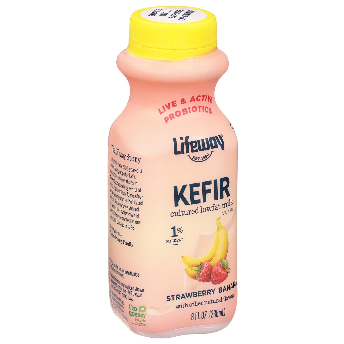 slide 7 of 9, Lifeway Kefir, Lowfat Milk, Cultured, Strawberry Banana, 8 fl oz