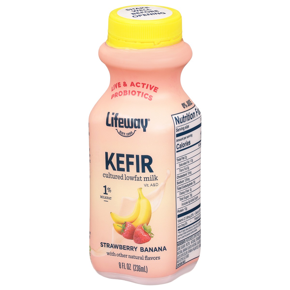 slide 2 of 9, Lifeway Kefir, Lowfat Milk, Cultured, Strawberry Banana, 8 fl oz