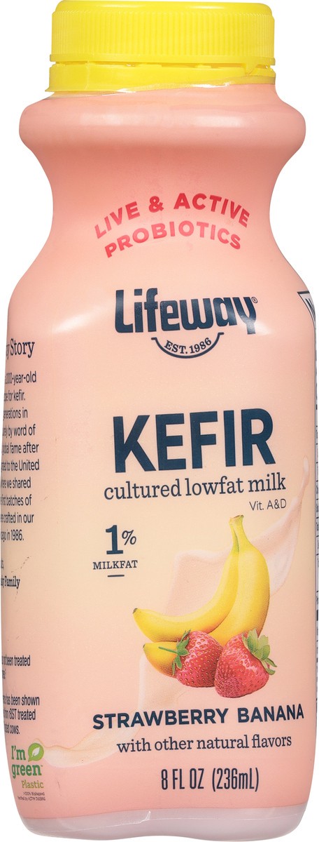 slide 8 of 9, Lifeway Kefir, Lowfat Milk, Cultured, Strawberry Banana, 8 fl oz