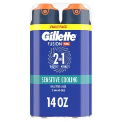 Gillette PRO Men's Sensitive Shaving Gel - Fresh Scent - 7oz/2pk: Face Application, Sulfate-Free, Phthalate-Free, Paraben-Free