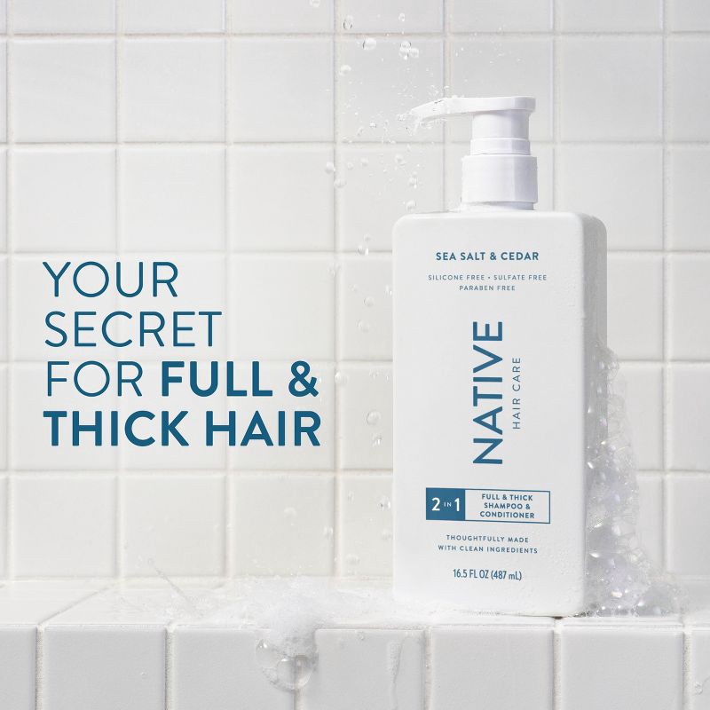 slide 2 of 12, Native Sea Salt & Cedar Full & Thick 2-in-1 Shampoo & Conditioner for Men & Women - 16.5 fl oz, 16.5 fl oz