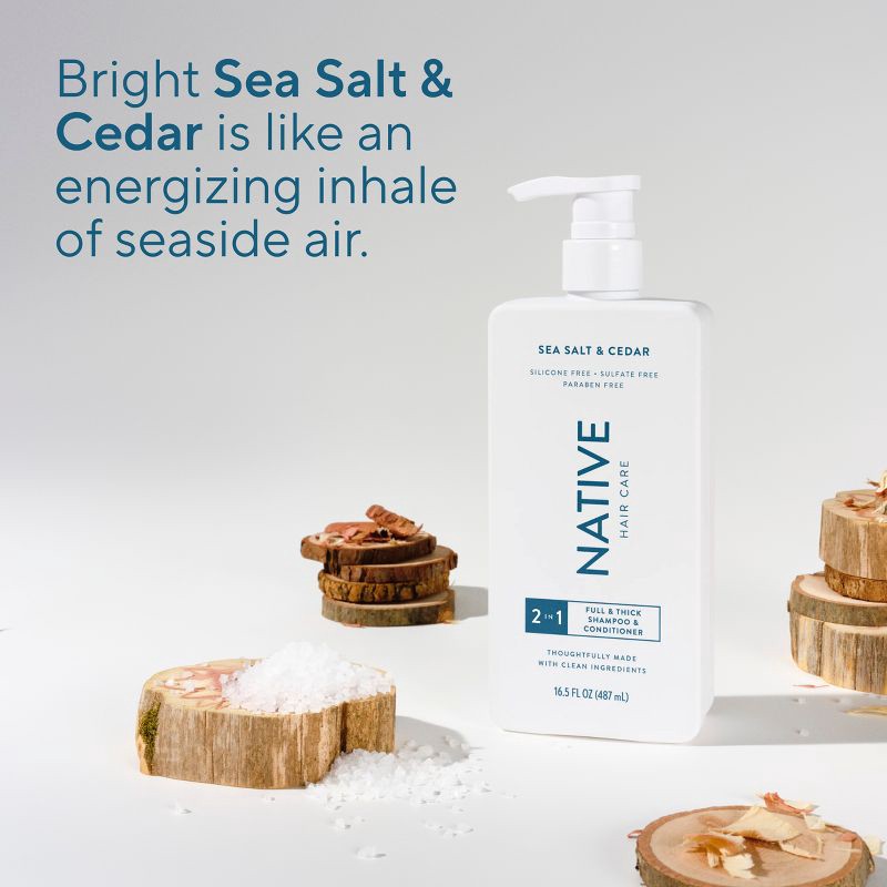 slide 8 of 12, Native Sea Salt & Cedar Full & Thick 2-in-1 Shampoo & Conditioner for Men & Women - 16.5 fl oz, 16.5 fl oz