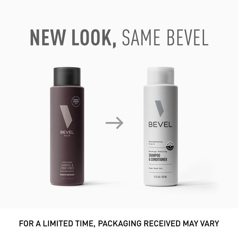 slide 3 of 6, Bevel Men's 2 in 1 Shampoo and Conditioner, Strength Restoring, with Hemp Seed Oil - 12 fl oz, 12 fl oz
