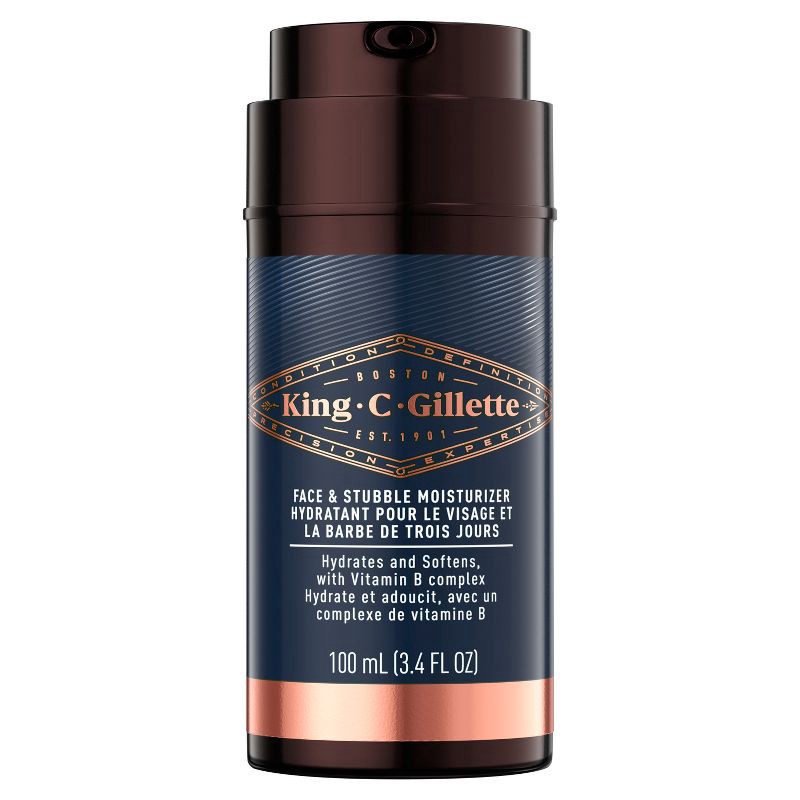 slide 8 of 9, King C. Gillette Men's Face & Stubble Moisturizer with Vitamin B3 and B5 complex - Bergamot/Cedar Scent - 3.4 fl oz, 3.4 fl oz