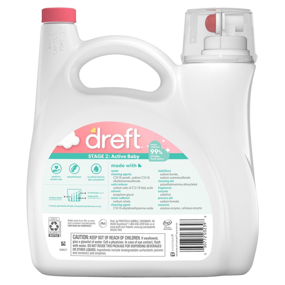 slide 5 of 10, Dreft Stage 2: Active Baby Liquid Laundry Detergent - 128 fl oz, 128 fl oz