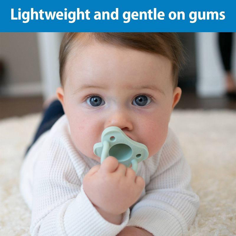 slide 3 of 15, Dr. Brown's HappyPaci One-Piece 100% Silicone Pacifier - 0-6 Months - 3pk - Cool Gray/Green/Ecru, 3 ct